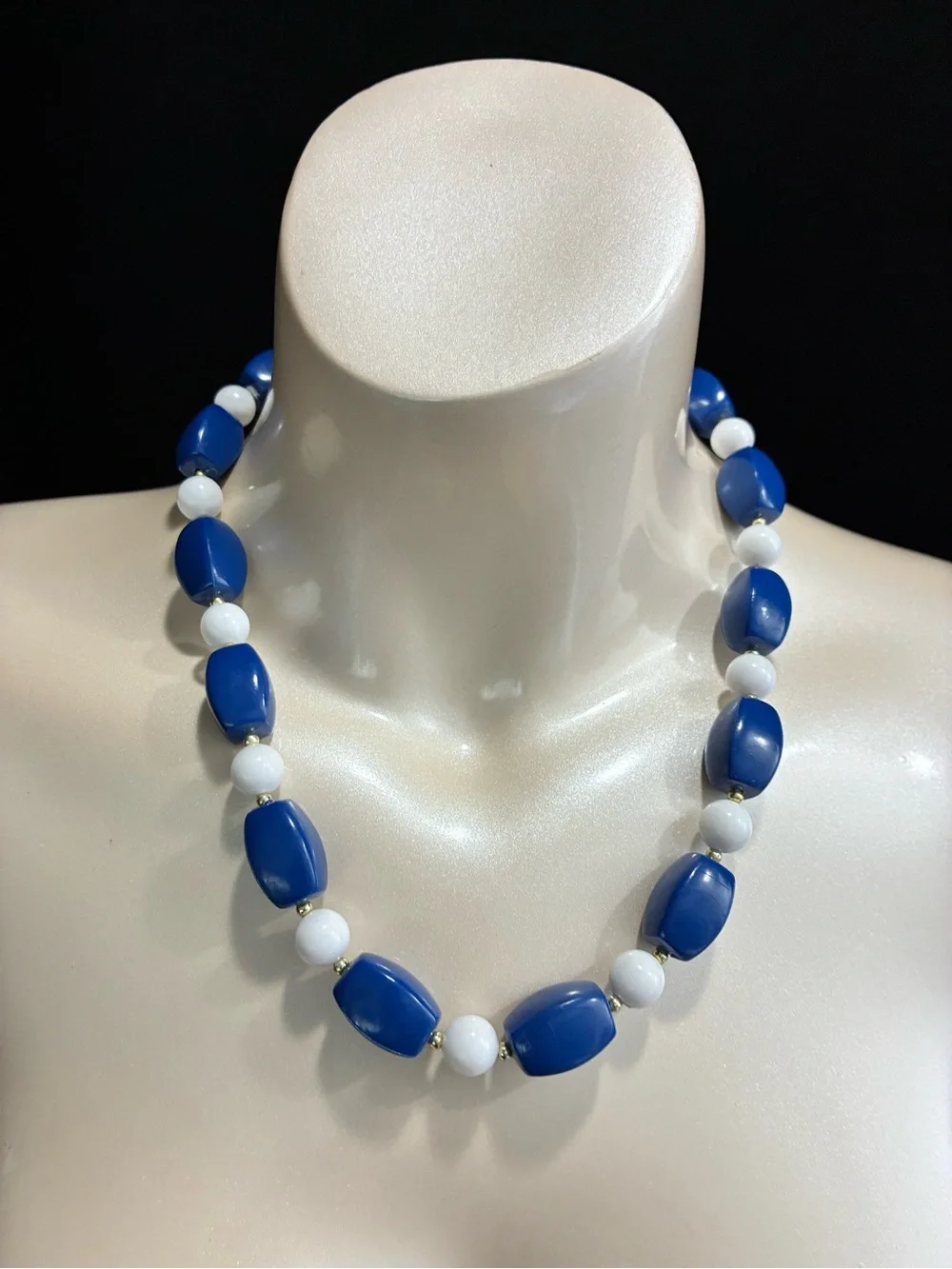 Patriotic Two-Strand Red, Blue & White Beaded VTG Retro Necklace’s Memorial Day